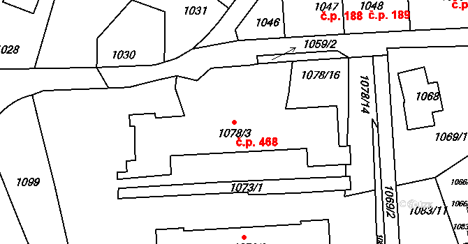 Podmoklice 468, Semily na parcele st. 1078/3 v KÚ Semily, Katastrální mapa