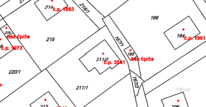 Rožnov pod Radhoštěm 2041 na parcele st. 211/2 v KÚ Tylovice, Katastrální mapa
