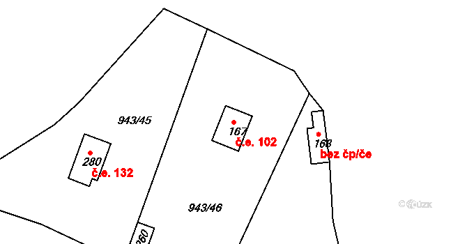 Bežerovice 102, Sudoměřice u Bechyně na parcele st. 167 v KÚ Bežerovice, Katastrální mapa