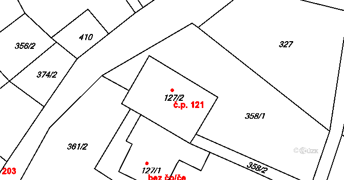 Výprachtice 121 na parcele st. 127/2 v KÚ Výprachtice, Katastrální mapa