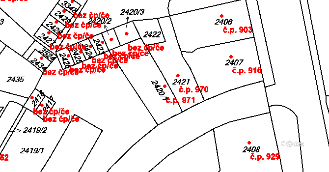 Duchcov 971 na parcele st. 2420/1 v KÚ Duchcov, Katastrální mapa