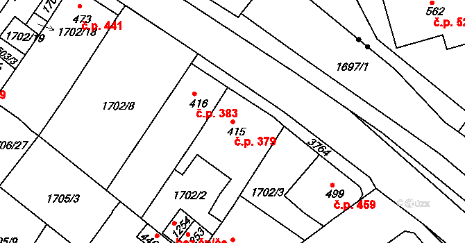 Krupka 379 na parcele st. 415 v KÚ Krupka, Katastrální mapa