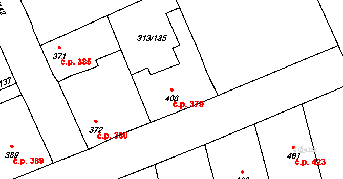Černčice 379 na parcele st. 406 v KÚ Černčice u Loun, Katastrální mapa