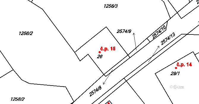 Svébohy 15, Horní Stropnice na parcele st. 26 v KÚ Svébohy, Katastrální mapa