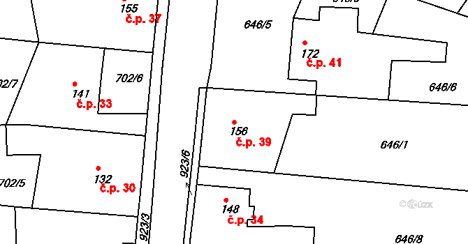 Čankov 39, Karlovy Vary na parcele st. 156 v KÚ Čankov, Katastrální mapa