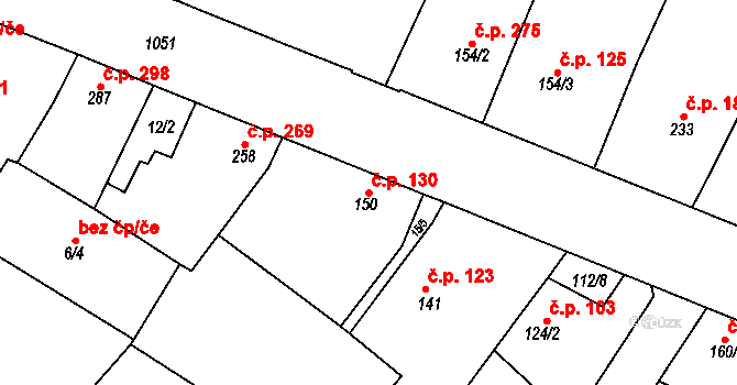Staňkov II 130, Staňkov na parcele st. 150 v KÚ Staňkov-ves, Katastrální mapa