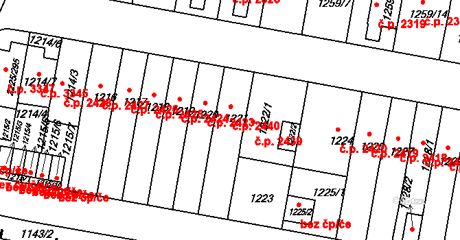 Záběhlice 2440, Praha na parcele st. 1221 v KÚ Záběhlice, Katastrální mapa