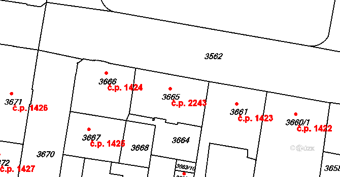 České Budějovice 3 2243, České Budějovice na parcele st. 3665 v KÚ České Budějovice 3, Katastrální mapa