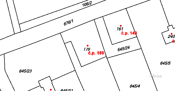 Bobr 159, Žacléř na parcele st. 179 v KÚ Bobr, Katastrální mapa