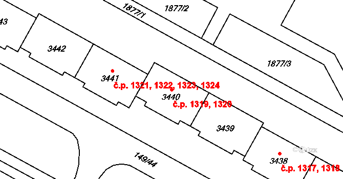 Bolevec 1319,1320, Plzeň na parcele st. 3439 v KÚ Bolevec, Katastrální mapa