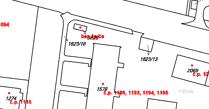 Ústí nad Orlicí 1193,1194,1195,1196 na parcele st. 1578 v KÚ Ústí nad Orlicí, Katastrální mapa
