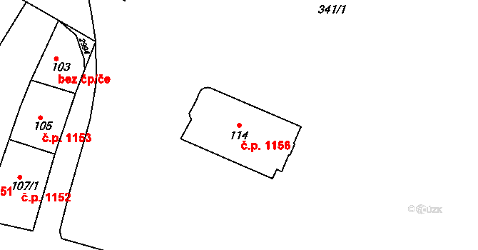 Nový Bydžov 1156 na parcele st. 114 v KÚ Nový Bydžov, Katastrální mapa
