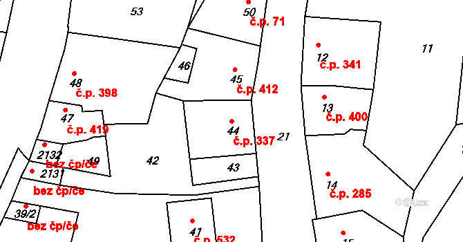 Týnec nad Labem 337 na parcele st. 44 v KÚ Týnec nad Labem, Katastrální mapa