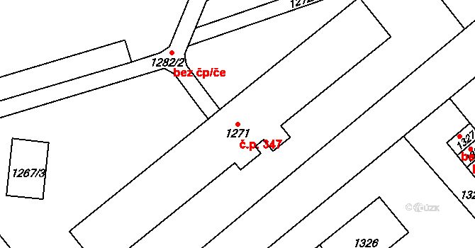 Zbůch 347 na parcele st. 1271 v KÚ Zbůch, Katastrální mapa