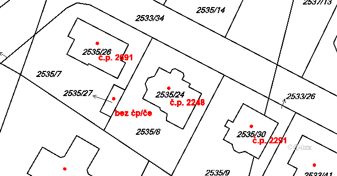 České Budějovice 5 2248, České Budějovice na parcele st. 2535/24 v KÚ České Budějovice 5, Katastrální mapa