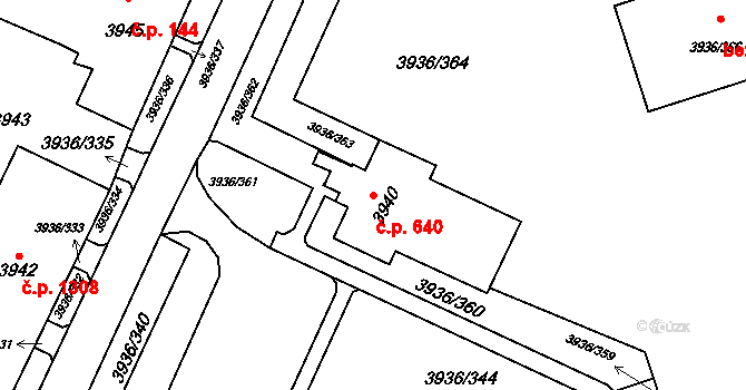 Lutyně 640, Orlová na parcele st. 3940 v KÚ Horní Lutyně, Katastrální mapa