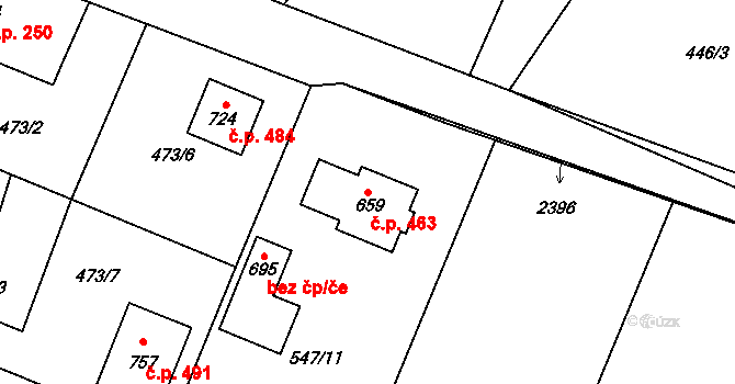 Předměřice nad Labem 463 na parcele st. 659 v KÚ Předměřice nad Labem, Katastrální mapa