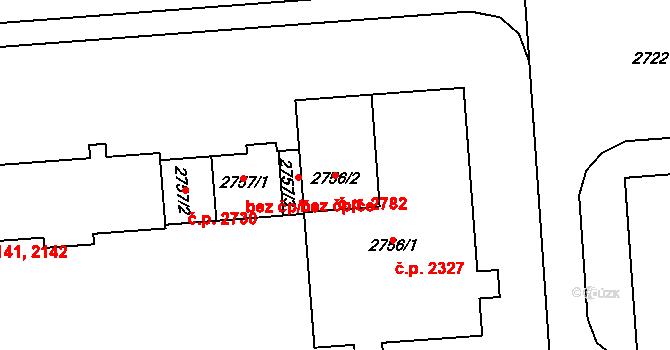 Kročehlavy 2782, Kladno na parcele st. 2756/2 v KÚ Kročehlavy, Katastrální mapa