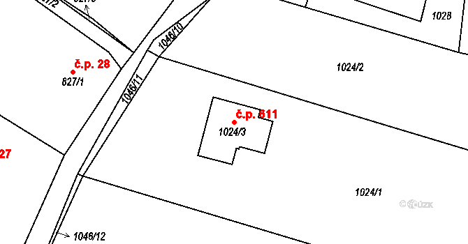 Krmelín 611 na parcele st. 1024/3 v KÚ Krmelín, Katastrální mapa