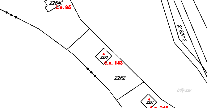 Strkov 143, Planá nad Lužnicí na parcele st. 2253 v KÚ Planá nad Lužnicí, Katastrální mapa