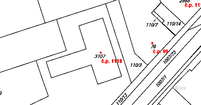 Slezské Předměstí 1118, Hradec Králové na parcele st. 3107 v KÚ Slezské Předměstí, Katastrální mapa