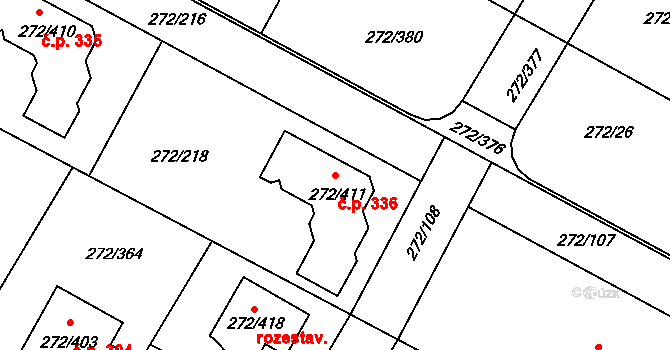 Křeslice 336, Praha na parcele st. 272/411 v KÚ Křeslice, Katastrální mapa