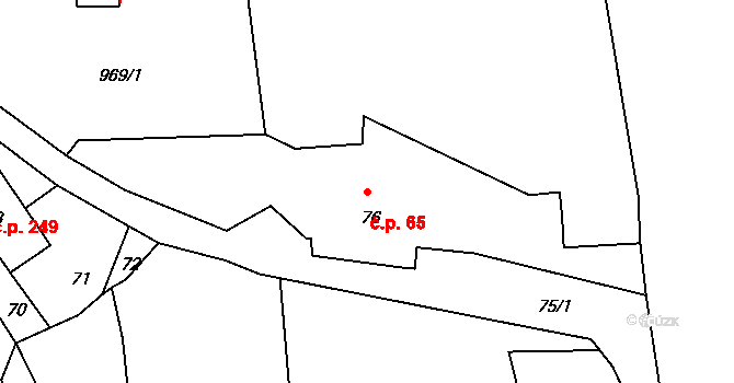 Dolní Chřibská 65, Chřibská na parcele st. 76 v KÚ Dolní Chřibská, Katastrální mapa