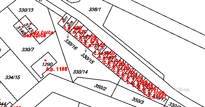 Náchod 1104 na parcele st. 2713 v KÚ Náchod, Katastrální mapa
