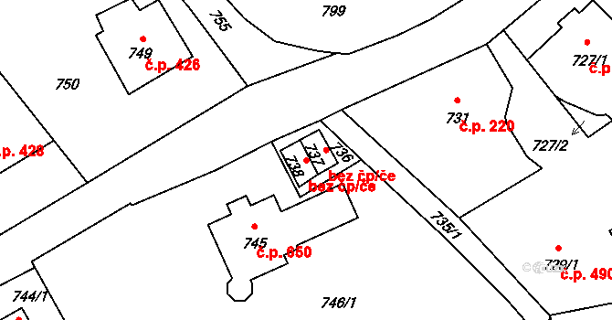 Velké Losiny 41322851 na parcele st. 738 v KÚ Velké Losiny, Katastrální mapa
