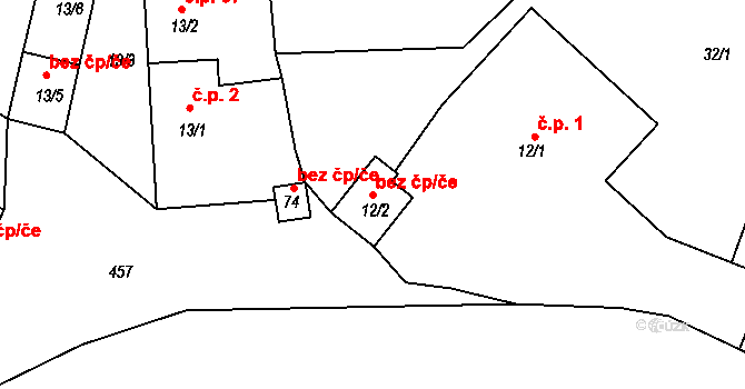 Štipoklasy 42911851 na parcele st. 12/2 v KÚ Štipoklasy u Černín, Katastrální mapa