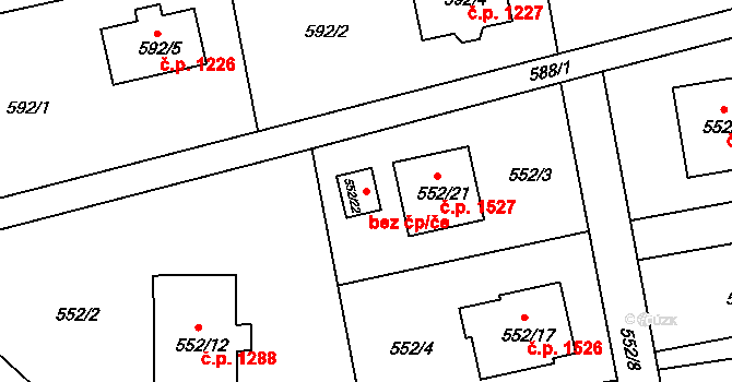 Příbor 43052851 na parcele st. 552/22 v KÚ Klokočov u Příbora, Katastrální mapa