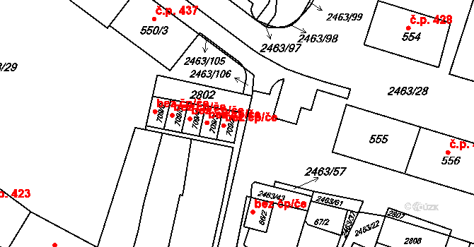 Bor 43310851 na parcele st. 709/2 v KÚ Bor u Tachova, Katastrální mapa