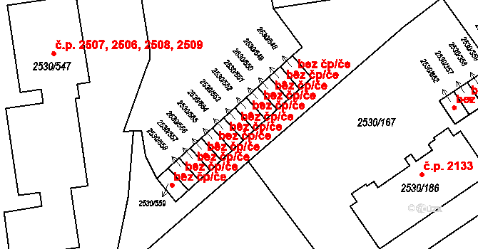 Opava 43802851 na parcele st. 2530/553 v KÚ Opava-Předměstí, Katastrální mapa