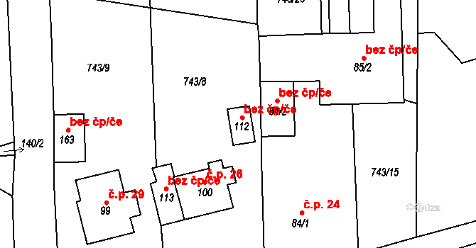 Vacov 46194851 na parcele st. 112 v KÚ Vacov, Katastrální mapa