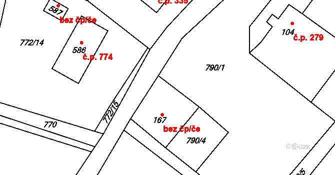 Horní Bludovice 46452851 na parcele st. 167 v KÚ Horní Bludovice, Katastrální mapa