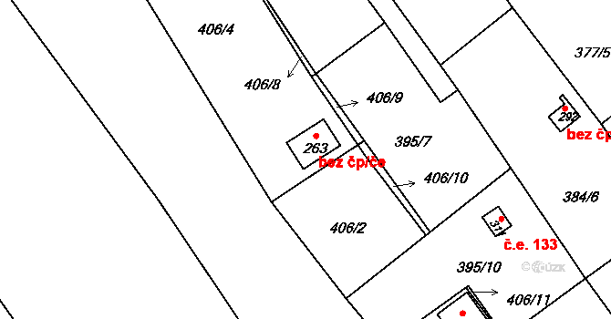 Budišovice 47861851 na parcele st. 263 v KÚ Budišovice, Katastrální mapa