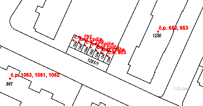 Kopřivnice 48914851 na parcele st. 1247 v KÚ Kopřivnice, Katastrální mapa