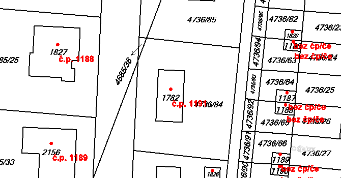 Hrušovany nad Jevišovkou 1191 na parcele st. 1782 v KÚ Hrušovany nad Jevišovkou, Katastrální mapa