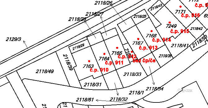 Beroun-Závodí 911, Beroun na parcele st. 7164 v KÚ Beroun, Katastrální mapa