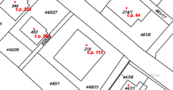 Kunčice 113, Letohrad na parcele st. 218 v KÚ Kunčice u Letohradu, Katastrální mapa