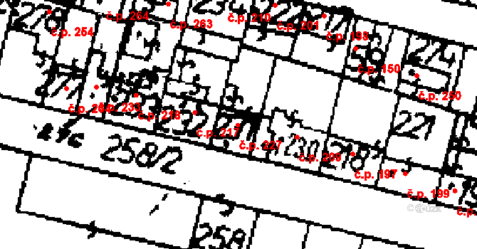 Zlonice 227 na parcele st. 231 v KÚ Zlonice, Katastrální mapa