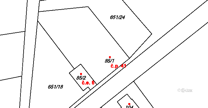 Libovice 41, Nosálov na parcele st. 85/1 v KÚ Libovice, Katastrální mapa