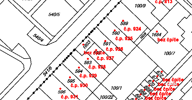 Kralupy nad Vltavou 927 na parcele st. 592 v KÚ Kralupy nad Vltavou, Katastrální mapa