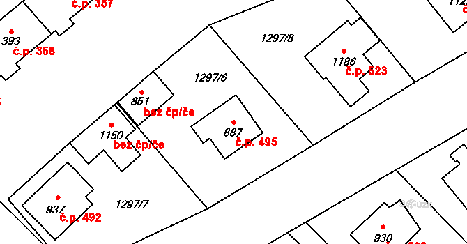 Holýšov 495 na parcele st. 887 v KÚ Holýšov, Katastrální mapa