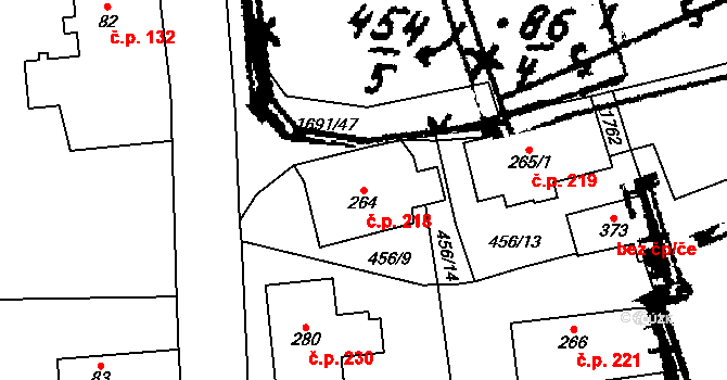 Ruprechtice 218, Meziměstí na parcele st. 264 v KÚ Ruprechtice u Broumova, Katastrální mapa