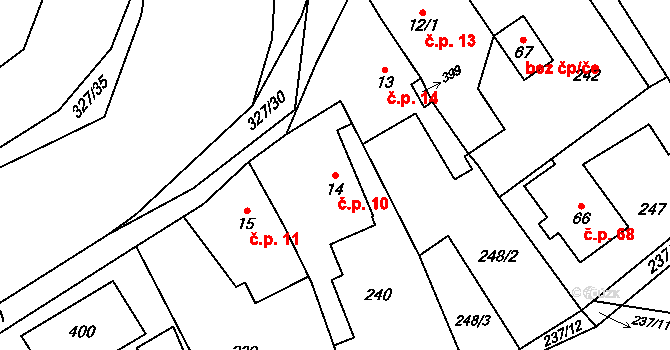 Malé Poříčí 10, Náchod na parcele st. 14 v KÚ Malé Poříčí, Katastrální mapa