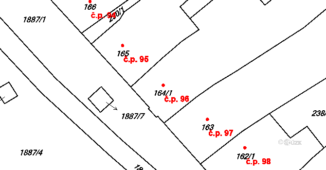 Sezemice 96 na parcele st. 164/1 v KÚ Sezemice nad Loučnou, Katastrální mapa