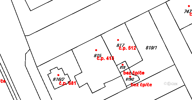 Rájec 413, Rájec-Jestřebí na parcele st. 815 v KÚ Rájec nad Svitavou, Katastrální mapa