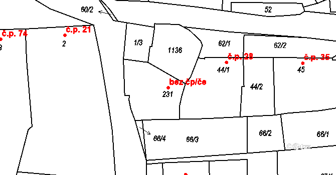 Hostišová 86872851 na parcele st. 231 v KÚ Hostišová, Katastrální mapa