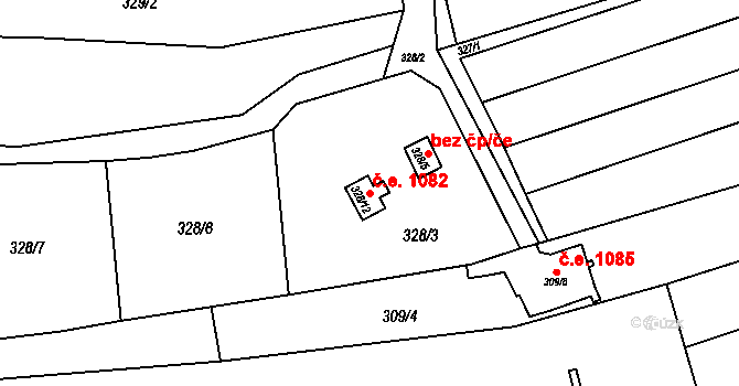 Sedlešovice 1082, Nový Šaldorf-Sedlešovice na parcele st. 328/12 v KÚ Sedlešovice, Katastrální mapa